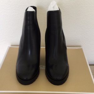 Michael Kors Wedge Leather Boots Black new size 7.1/2 M